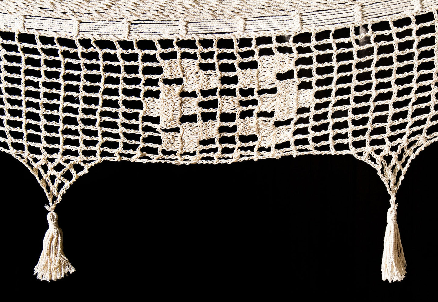 Cotton Hammock With Crocheted Tassels - Queen Size Marble