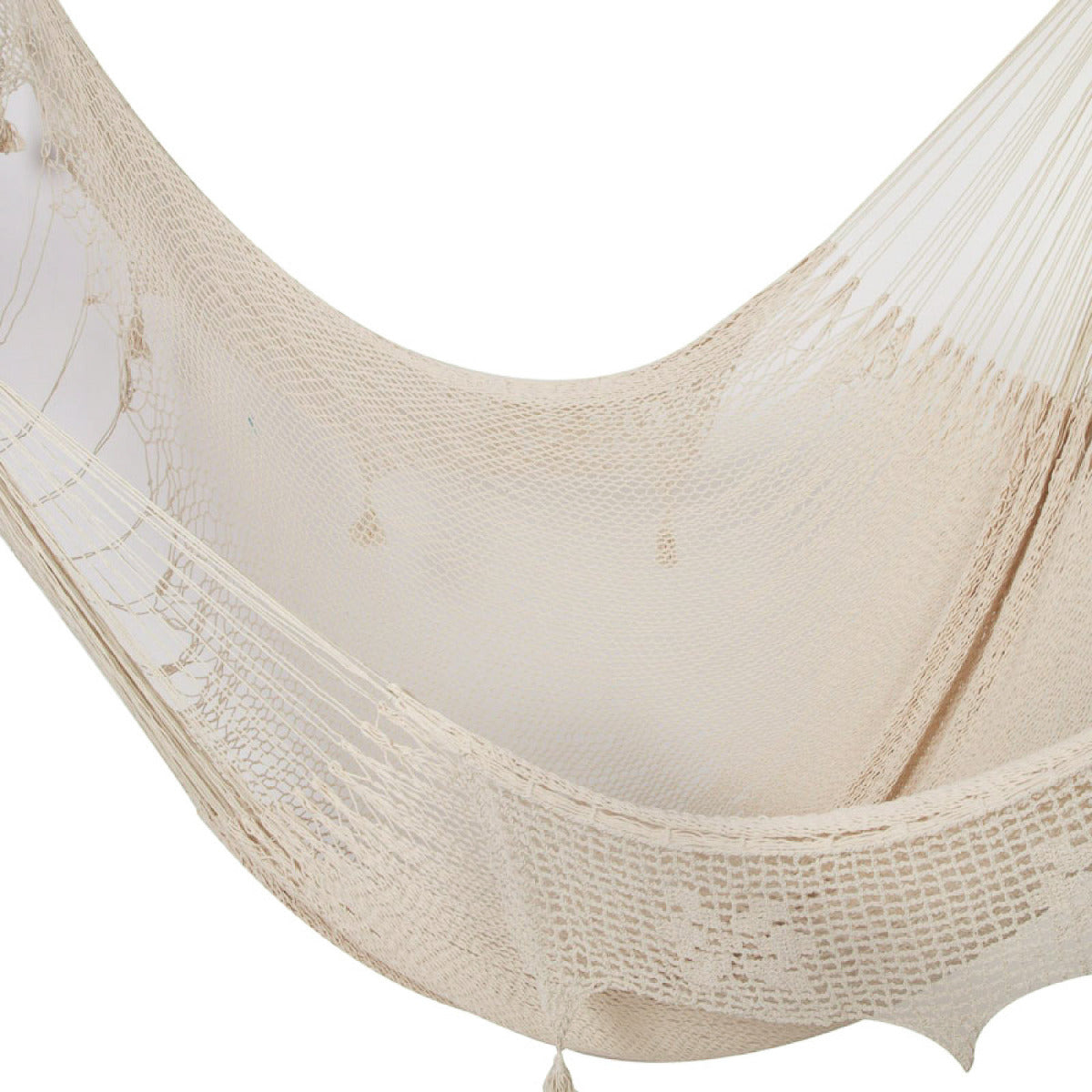 Cotton Hammock With Crocheted Tassels - Queen Size Marble
