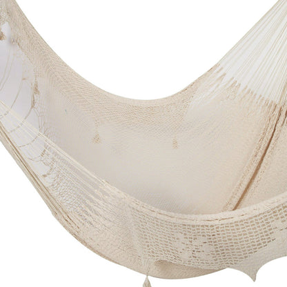 Cotton Hammock With Crocheted Tassels - Queen Size Marble