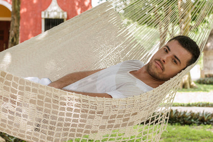Cotton Hammock With Crocheted Tassels - Queen Size Marble