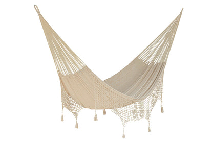 Cotton Hammock With Crocheted Tassels - Queen Size Marble