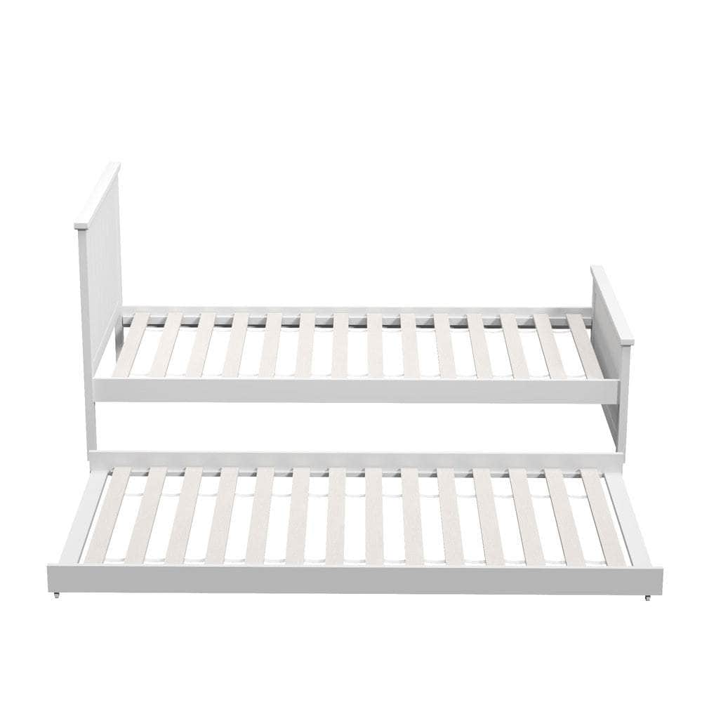 Trundle Bed Frame Single Size Wooden Daybed White