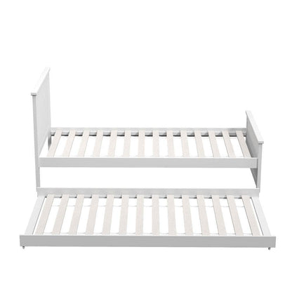 Trundle Bed Frame Single Size Wooden Daybed White