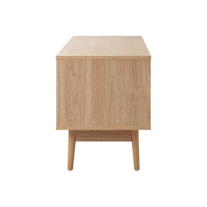 TV Stand Cabinet Entertainment Unit 180cm Rattan Doors Oak