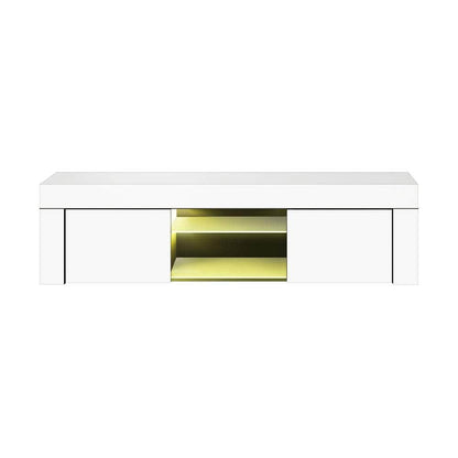 TV Stand Cabinet Entertainment Unit RGB LED Gloss 130cm White