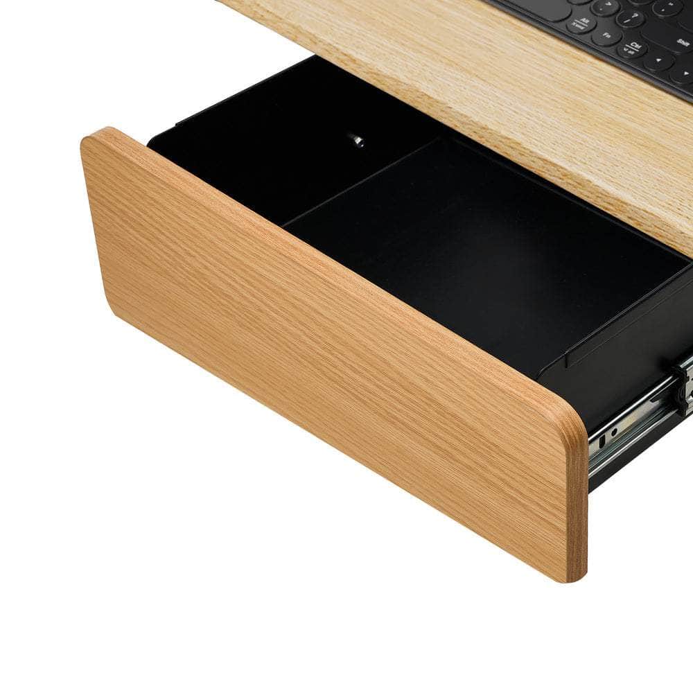 Under Desk Drawer with 2 Drawers Dividers Natural and Black