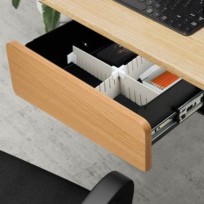 Under Desk Drawer with 2 Drawers Dividers Natural and Black