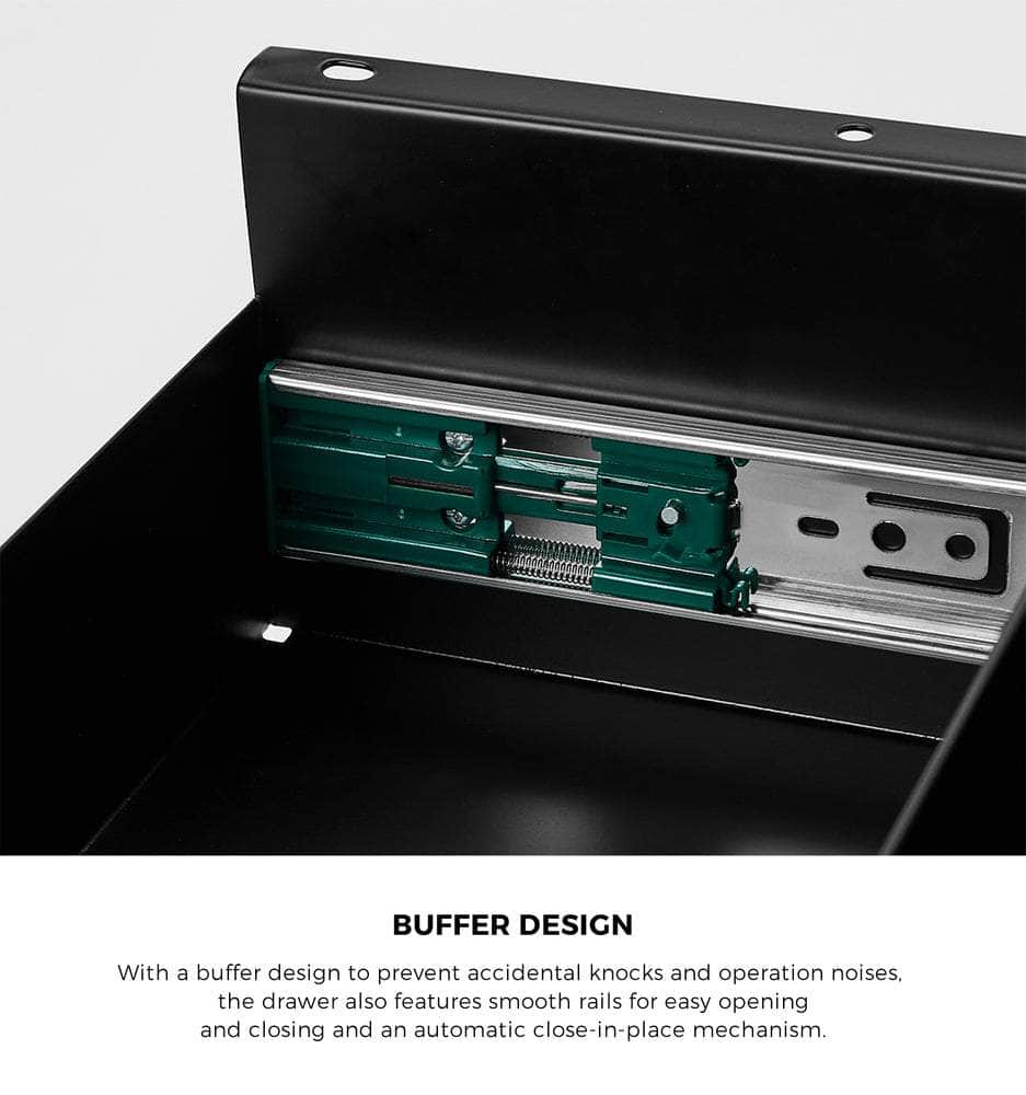 Under Desk Drawer with 2 Drawers Dividers Natural and Black