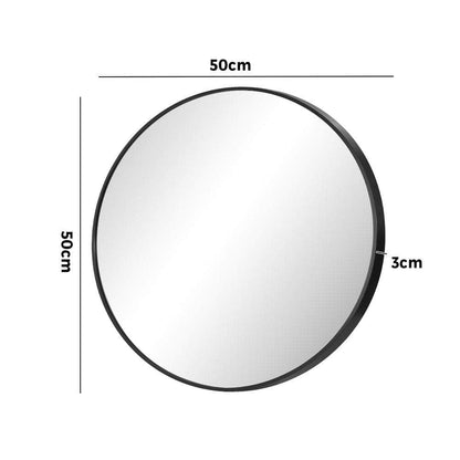 Wall Mirror Round 50cm Black