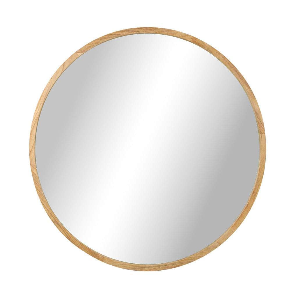 Wall Mirror with Wood Frame 80cm Round