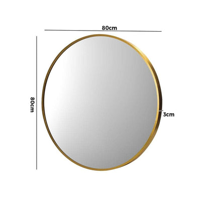Wall Mirrors Round 80cm Gold Set of 2