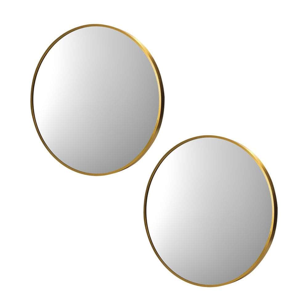 Wall Mirrors Round 80cm Gold Set of 2