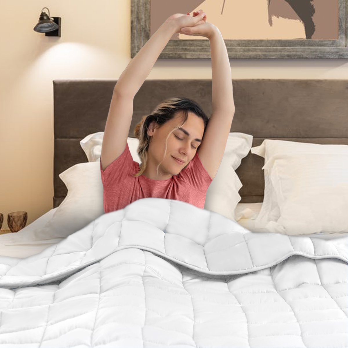 Laura Hill Weighted Blanket Heavy Kids Quilt Doona 5Kg - White