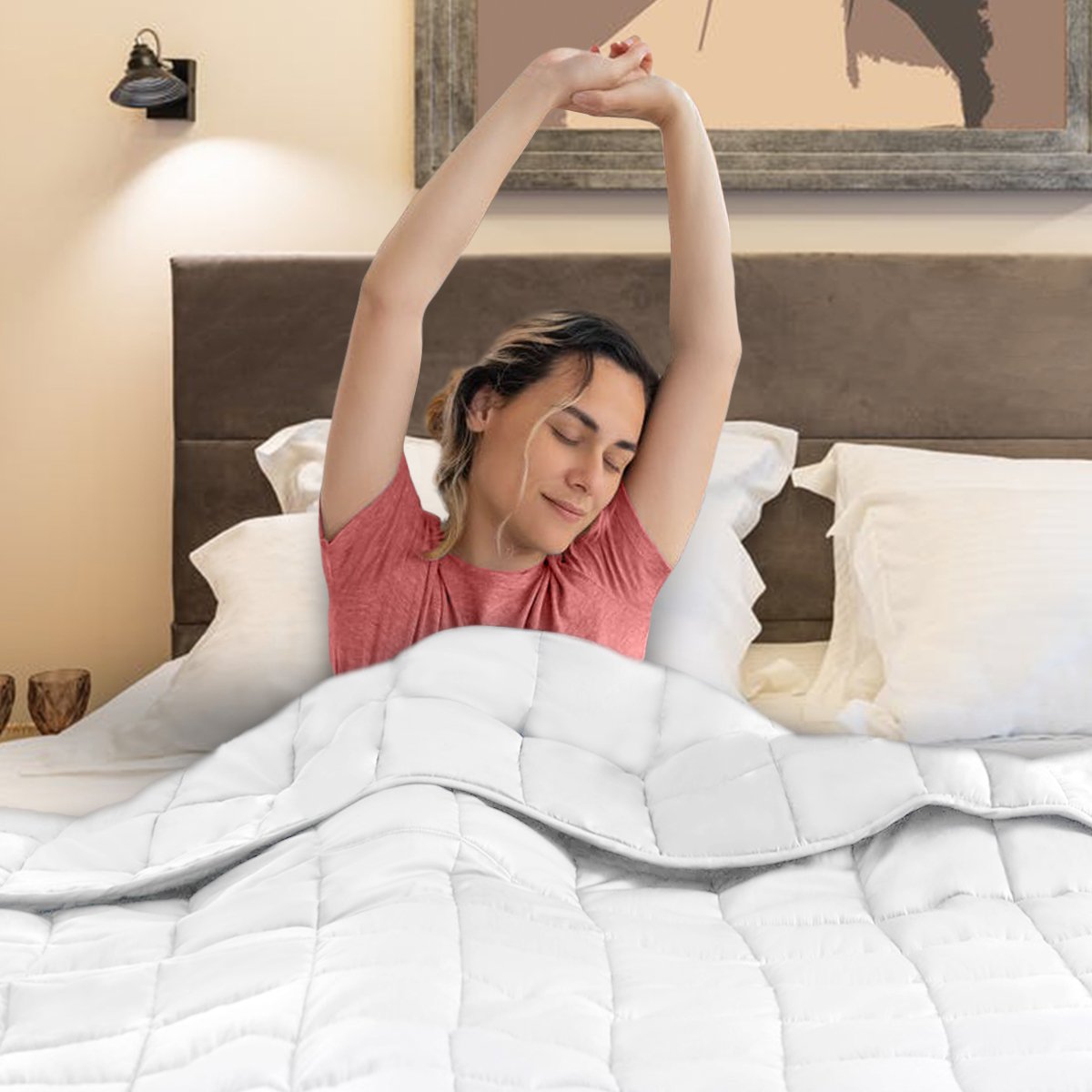Laura Hill Weighted Blanket Heavy Kids Quilt Doona 7Kg - White