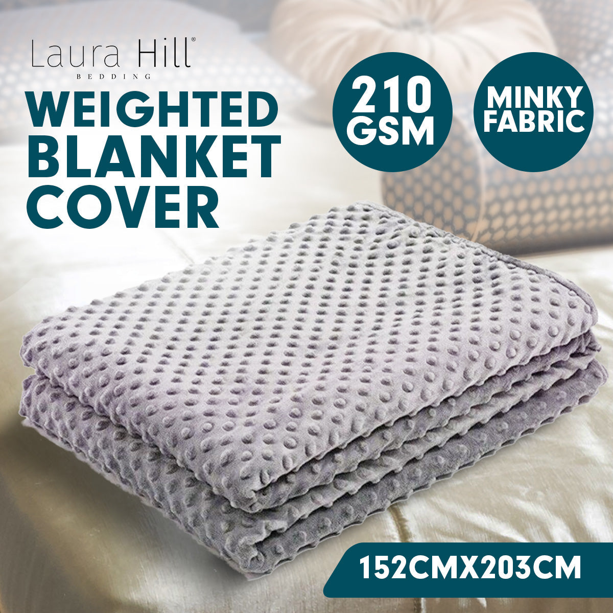 Weighted Blanket Quilt Doona Cover 152 x 203cm Grey