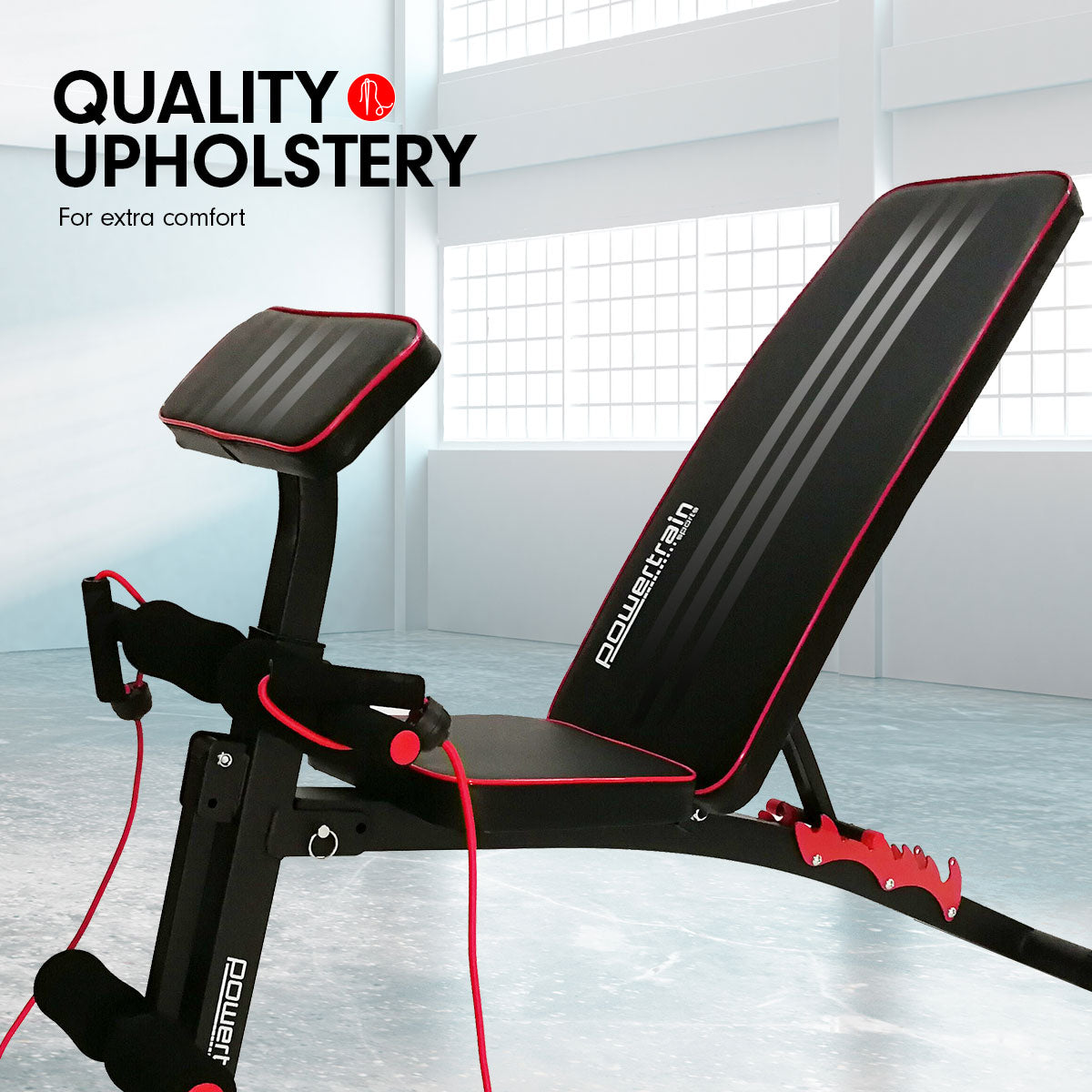PowerTrain Adjustable Incline Decline Flat Home Gym Bench - 208