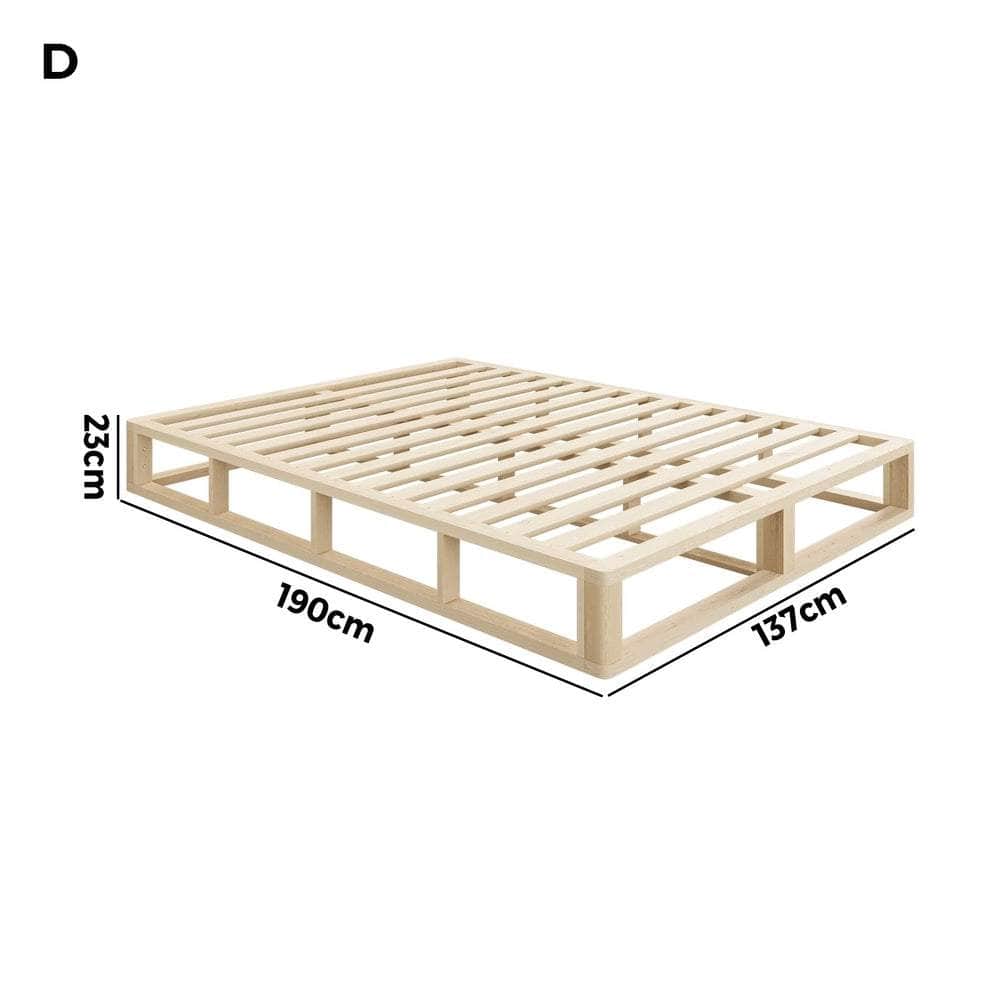 Wooden Bed Frame Double Size Cage-like Base