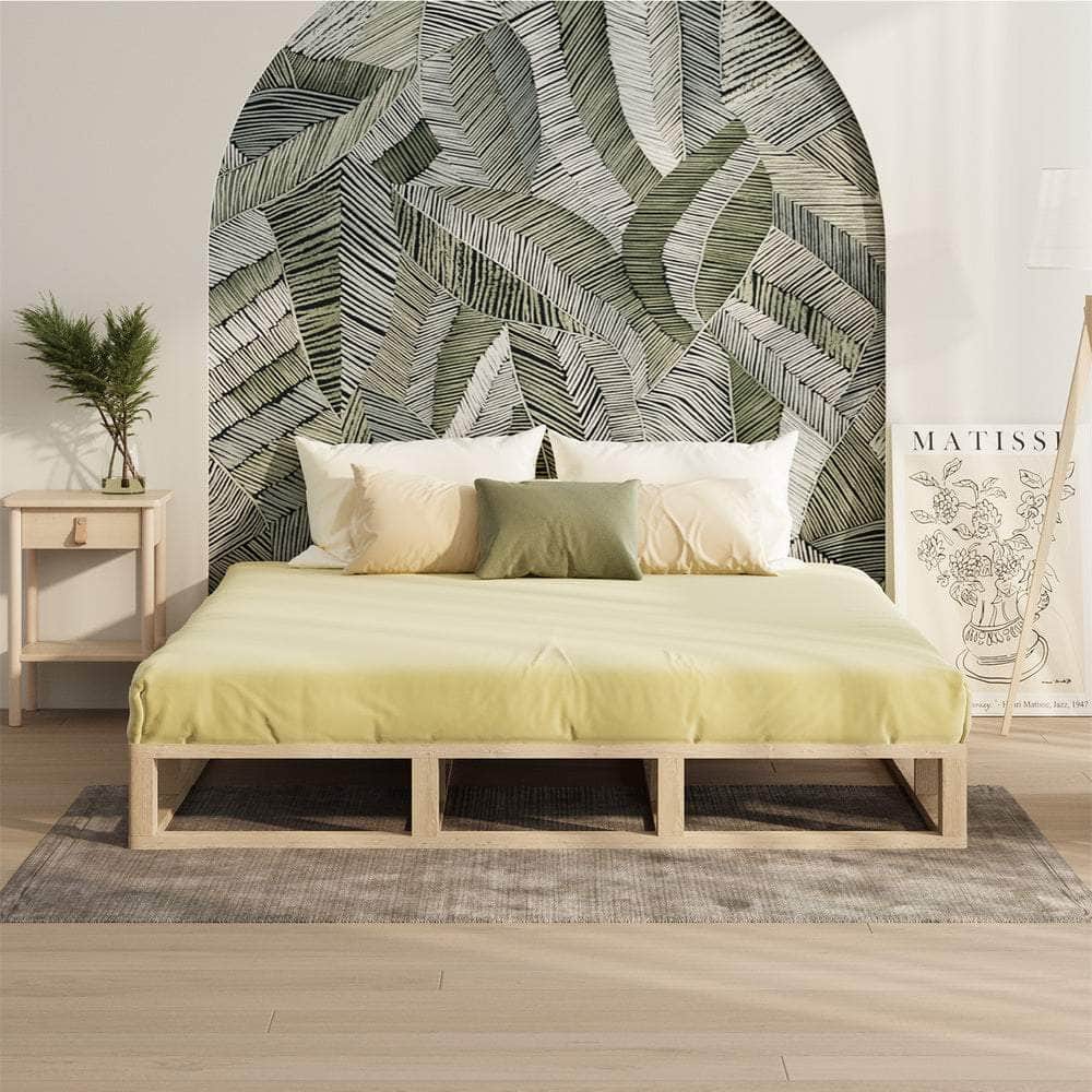 Wooden Bed Frame King Size Cage-like Base