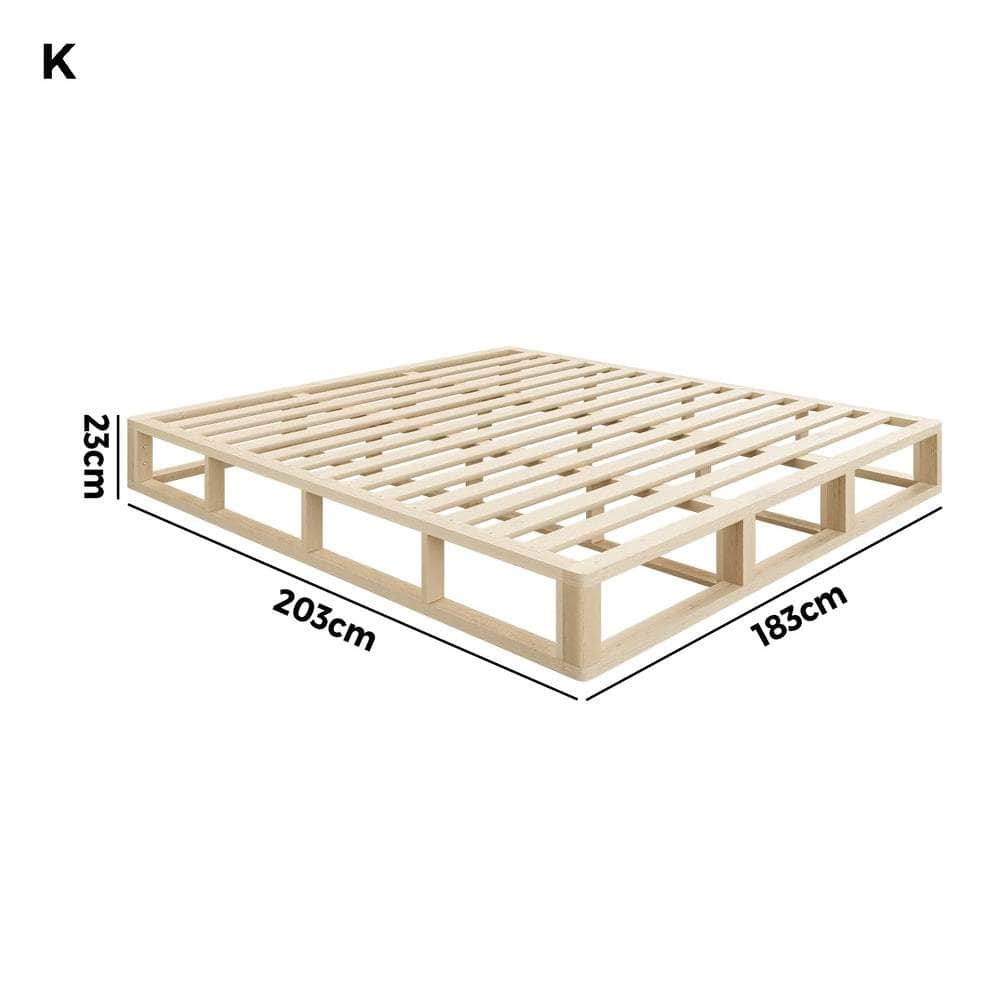Wooden Bed Frame King Size Cage-like Base
