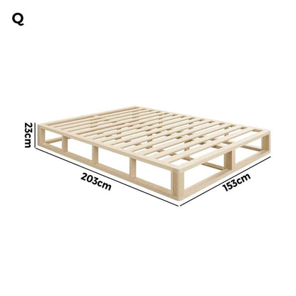 Wooden Bed Frame Queen Size Cage-like Base