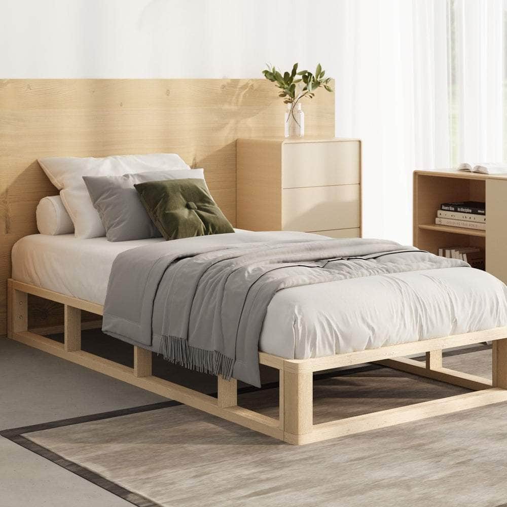 Wooden Bed Frame Single Size Cage-like Base
