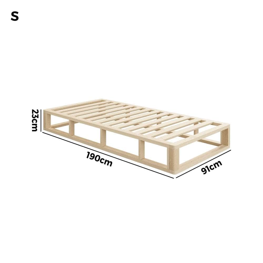 Wooden Bed Frame Single Size Cage-like Base