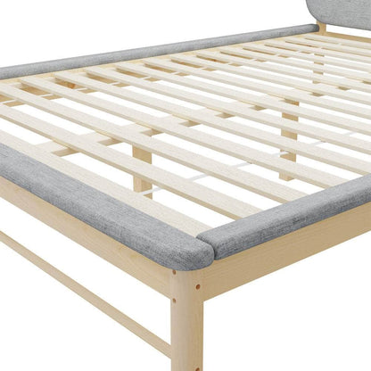 Wooden Bed Frame with Padded Fabric Edges Headboard Double Size
