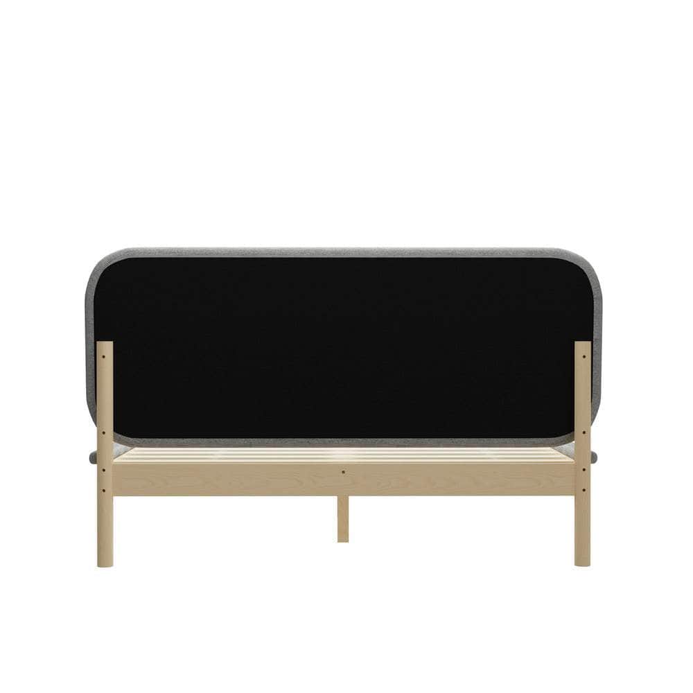 Wooden Bed Frame with Padded Fabric Edges Headboard Double Size