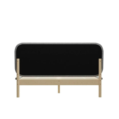 Wooden Bed Frame with Padded Fabric Edges Headboard Double Size