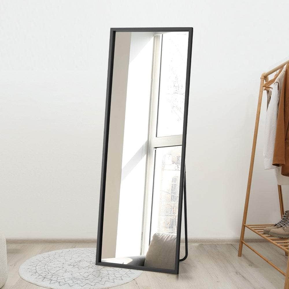 Wooden Full Length Mirror Rectangle 166x60cm Black