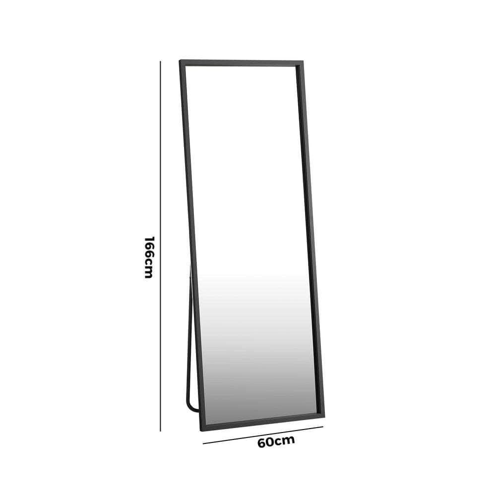 Wooden Full Length Mirror Rectangle 166x60cm Black