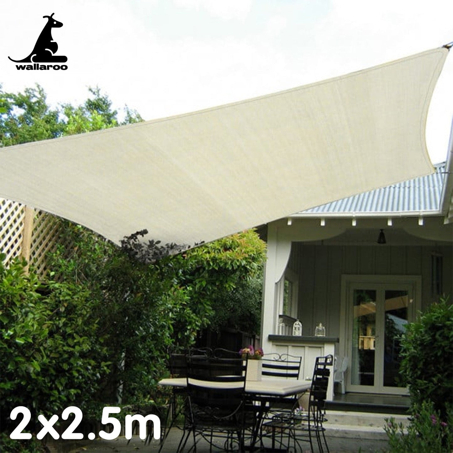Waterproof 160GSM Outdoor Sun Shade Sail Canopy Cream 4 x 5m