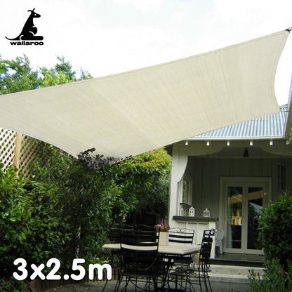 Waterproof 160GSM Outdoor Sun Shade Sail Canopy Cream